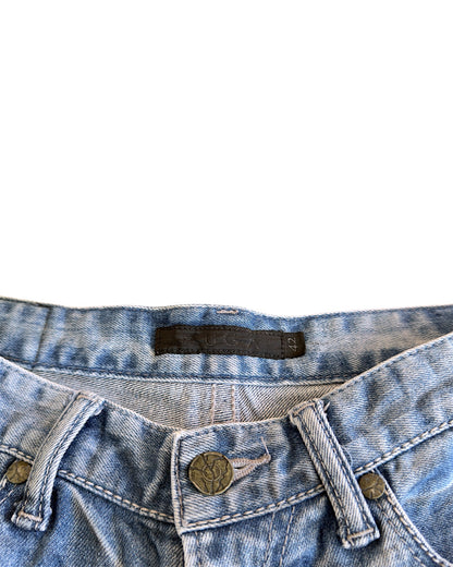 FUGA 2000s Light Blue Washed Black Oil Distressed Denim Jeans