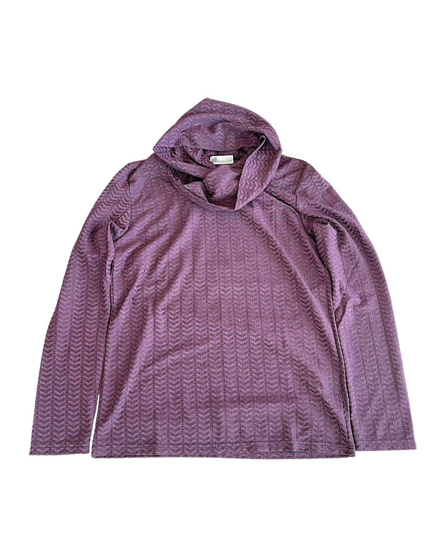 Zero By Tornado Mart Cowl Hood Chevron Woven Long Sleeve Top