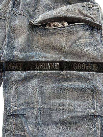 2000s Marithé + François Girbaud Chain Embroidery Cargo Velcro Strap Denim Pants