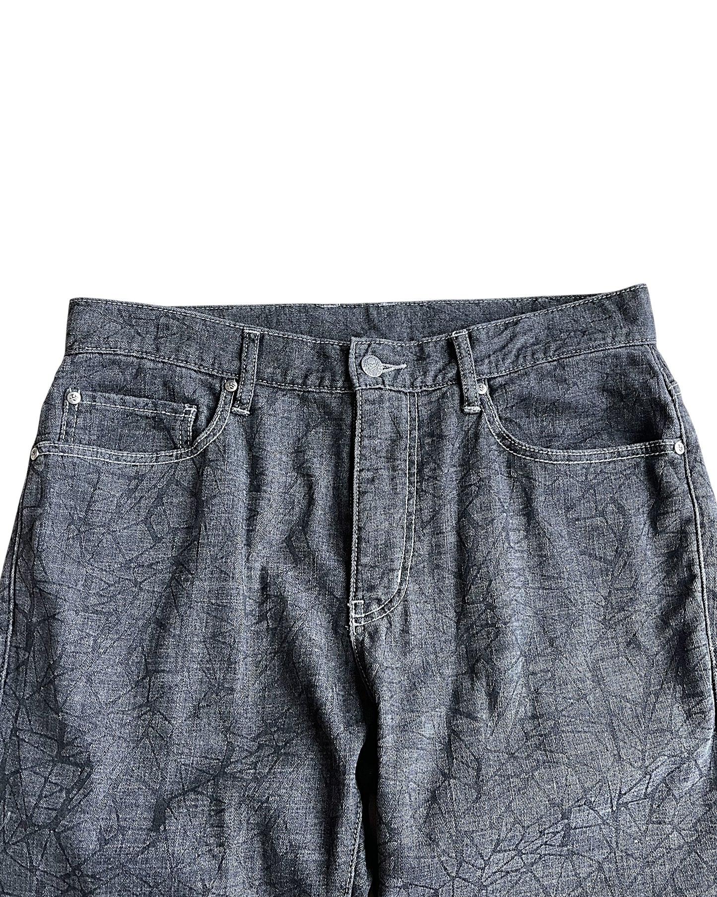 BBCO Japanese Brand Cracked Print Lightweight Denim Jeans