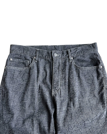 BBCO Japanese Brand Cracked Print Lightweight Denim Jeans