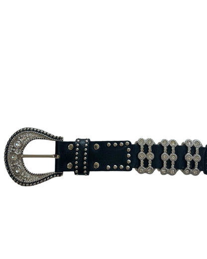 Y2K Studded Swarovski Crystals Buckle Leather Belt