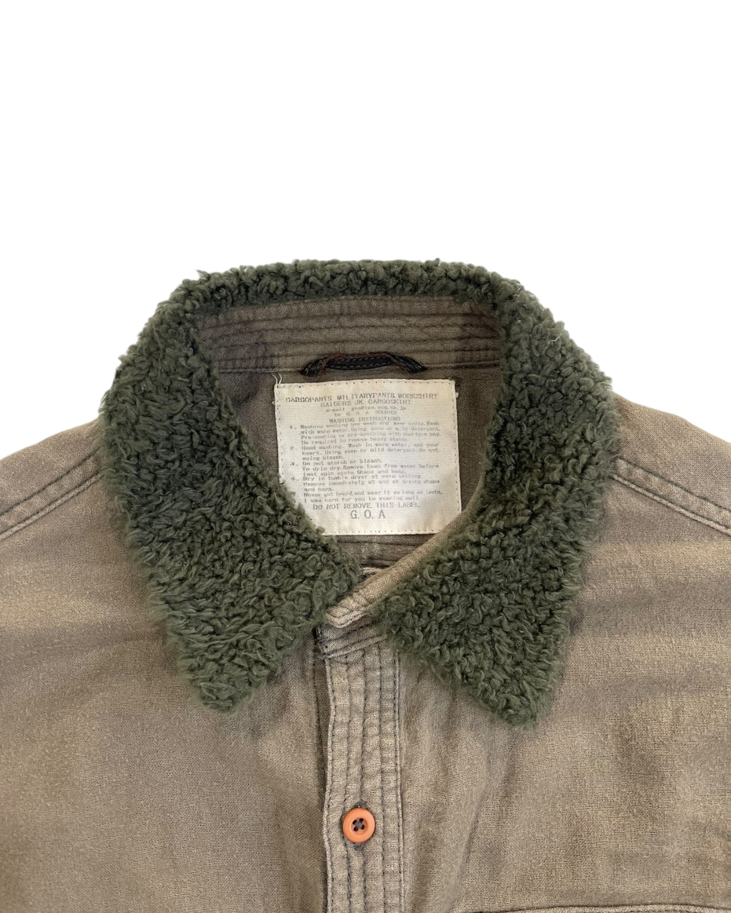 GOA Military Boa Fleece Collar Gimmick Zipper Button Shirt