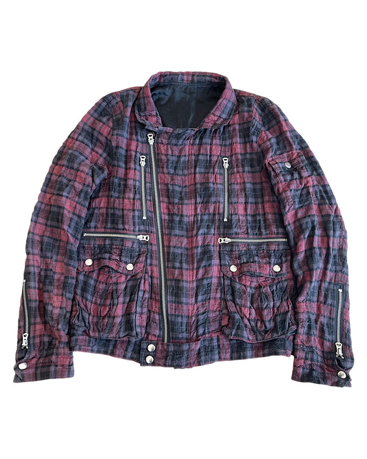 Undercover SS08 'Purple' Plaid Cotton Cargo Riders Jacket