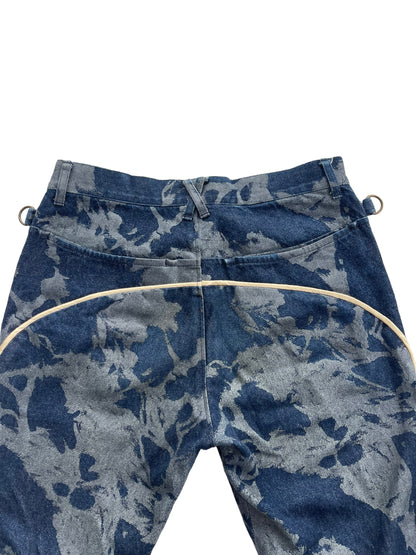 Beauty:Beast 00s Satin Trim Abstract Paint Denim