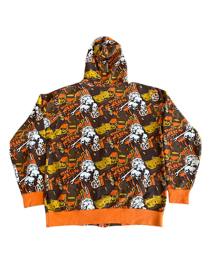 Swagger 00s Pirates Skull Diamond Gold All-Over Graphic Hoodie