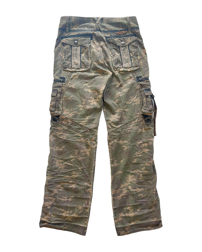 14th Addiction Goat Leather Trim Coin Button Military Cargo Pants