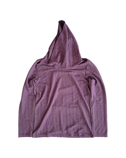 Zero By Tornado Mart Cowl Hood Chevron Woven Long Sleeve Top