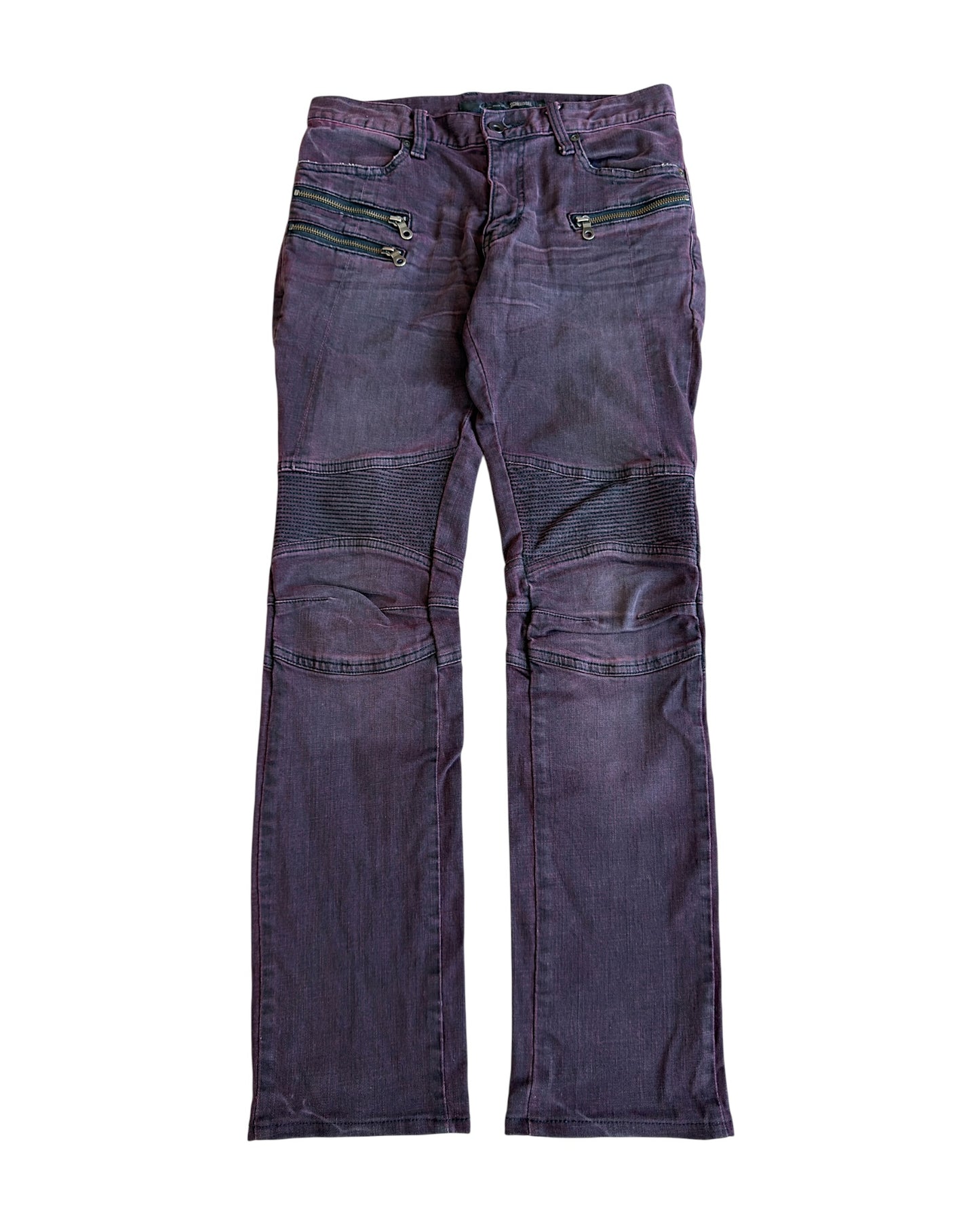 Schlussel Red Overdyed 3-Zip Biker Denim Jeans