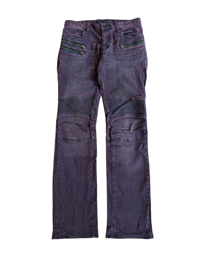 Schlussel Red Overdyed 3-Zip Biker Denim Jeans