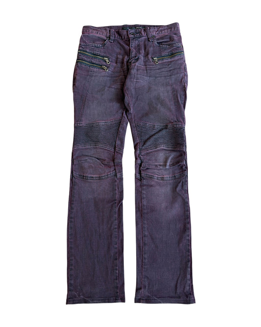 Schlussel Red Overdyed 3-Zip Biker Denim Jeans