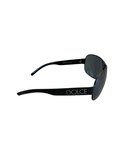 Dolce & Gabbana Shield Rhinestone Logo Sunglasses