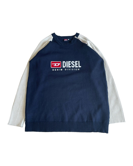 Diesel Denim Divison Felt Logo Zip Collar Knit Sweater