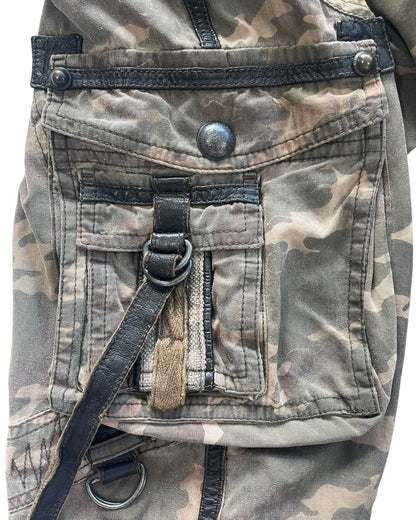 14th Addiction Goat Leather Trim Coin Button Military Cargo Pants