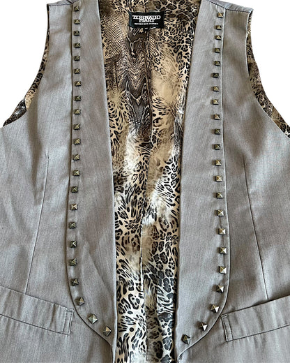 Tornado Mart Studded Poly/Rayon Blend Belted Vest