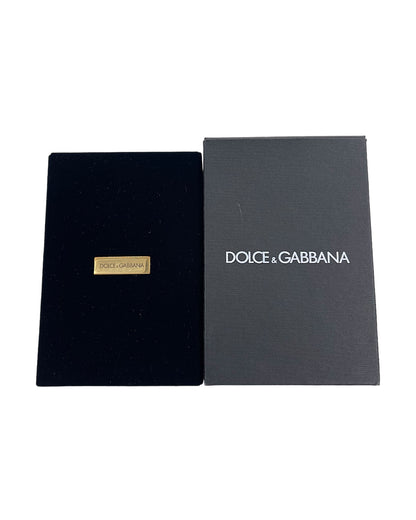 Dolce & Gabbana Gold Alloy Black Jade Cross Rosary Charms Necklace