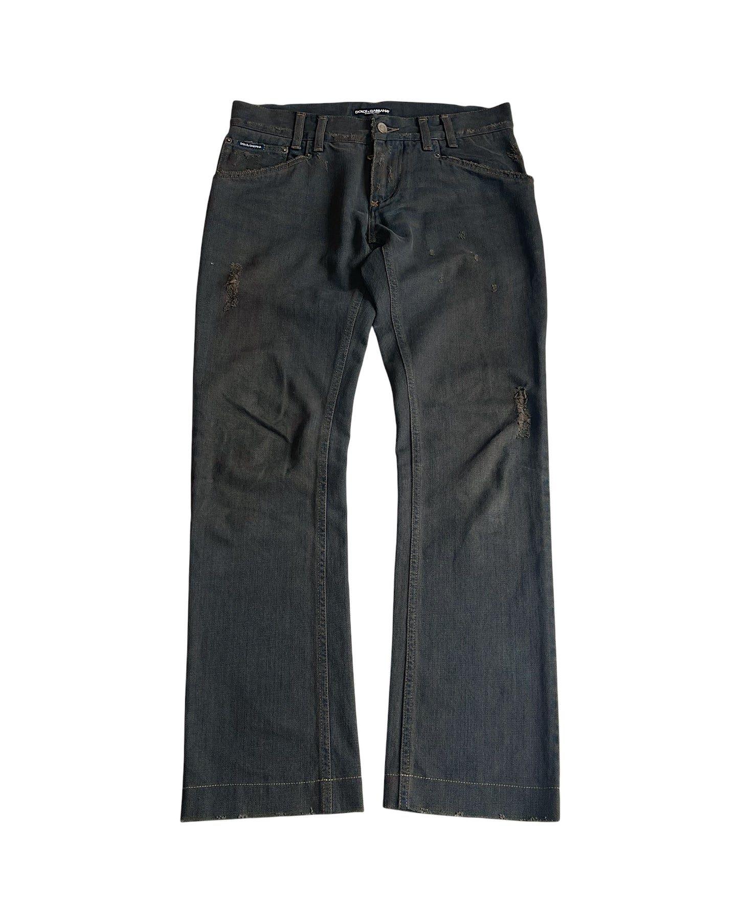 Dolce & Gabbana Mud Wash DG Emblem Distressed Denim Jeans