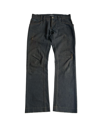 Dolce & Gabbana Mud Wash DG Emblem Distressed Denim Jeans