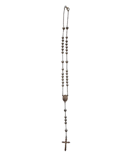 Dolce & Gabbana .925 Sterling Silver Bead Rosary Cross Mary Necklace