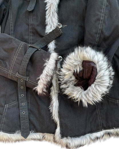 Nicole Club For Men Acrylic Fur Trim Quilted Coat Jacket