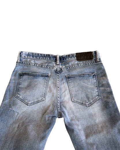 FUGA 2000s Light Blue Washed Black Oil Distressed Denim Jeans