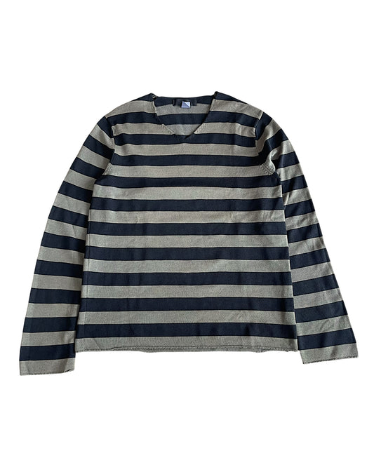 Comme Des Garcons SHIRT Over-Dyed Wool/Poly Striped Sweater