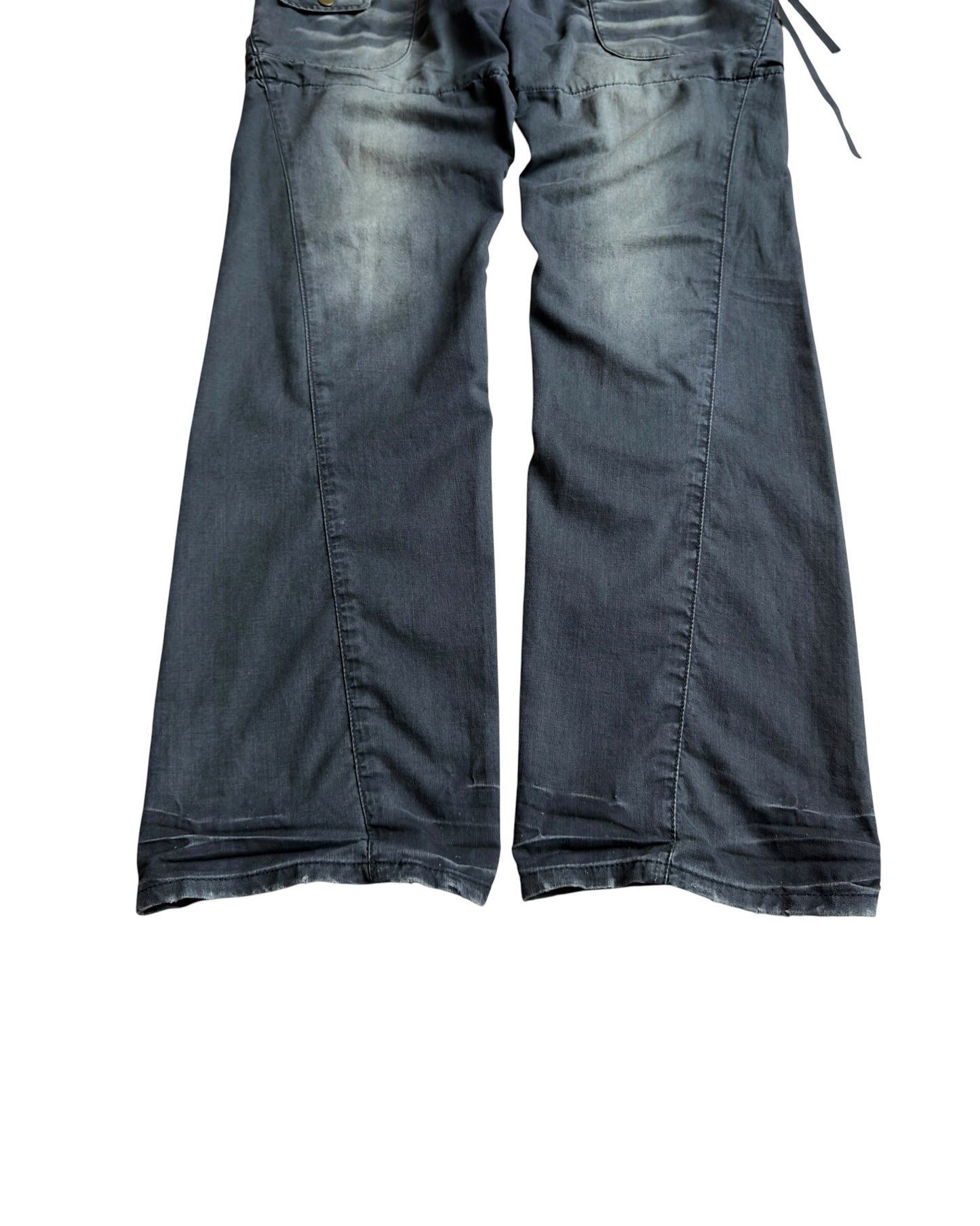 PPFM 2000s Double Waist Leather Tassel Floral Pants