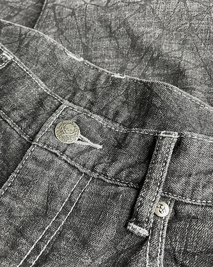 BBCO Japanese Brand Cracked Print Lightweight Denim Jeans