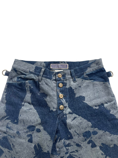 Beauty:Beast 00s Satin Trim Abstract Paint Denim
