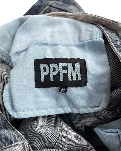 PPFM 00s Double Waist Floral Back Zip Tassel Denim