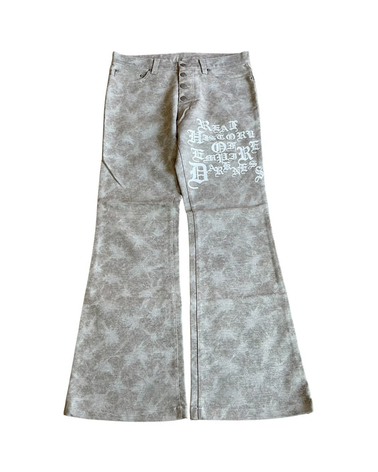 Tornado Mart 'Real History Of Empire Darkness' Printed Flare Denim Jeans