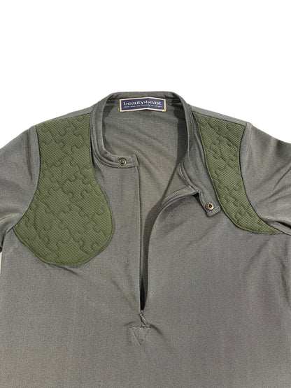 2000s Beauty:Beast Padded Puzzle Panel Cycling Mesh Top