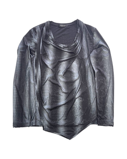 Tornado Mart Snake & Crocodile Pattern Asymmetric Layer Long-Sleeve Top