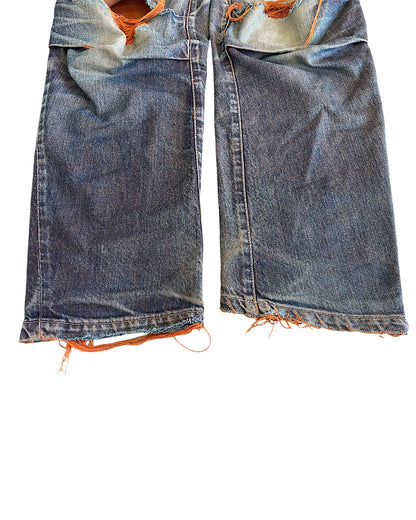 Beauty:Beast 00s Orange Yarn Thrashed Distressed Denim