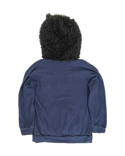 Mercibeaucoup Fuzzy Fur Bear Head Ears Hooded Button Sweatshirt