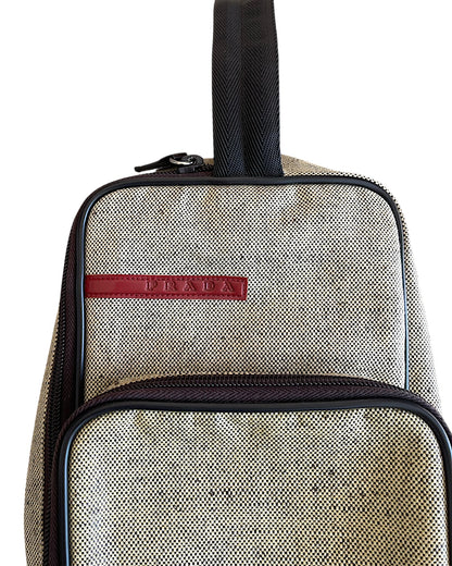 Prada Sport 2000s Leather Trim Expandable Clutch Canvas Bag