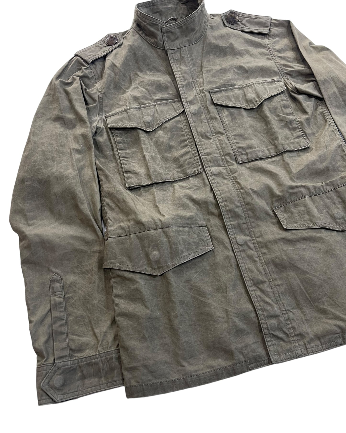 Share Spirit Homme Wrinkle Effect Military M-65 Shirt Jacket