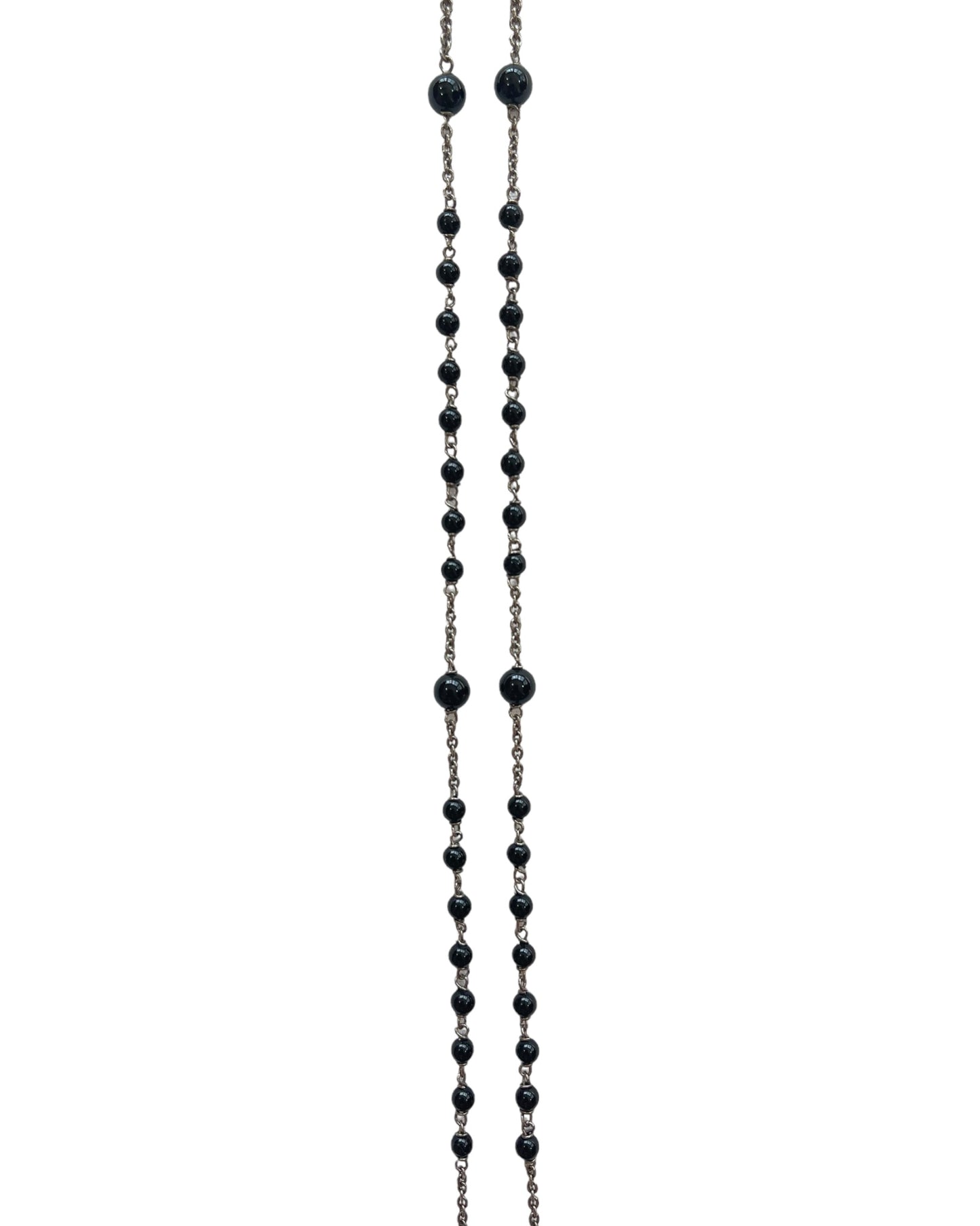 Dolce & Gabbana Black Bead Rosary Cross Mary Brass Necklace