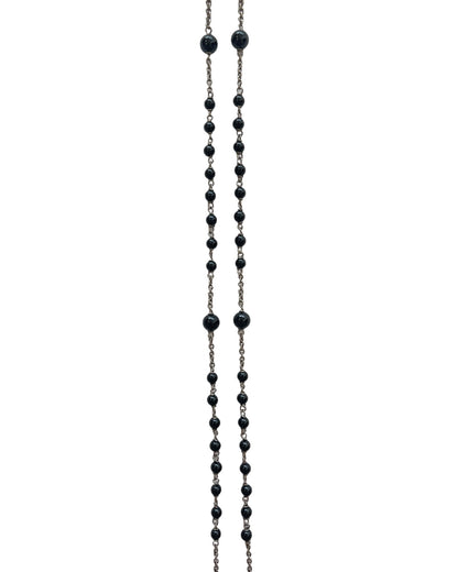 Dolce & Gabbana Black Bead Rosary Cross Mary Brass Necklace