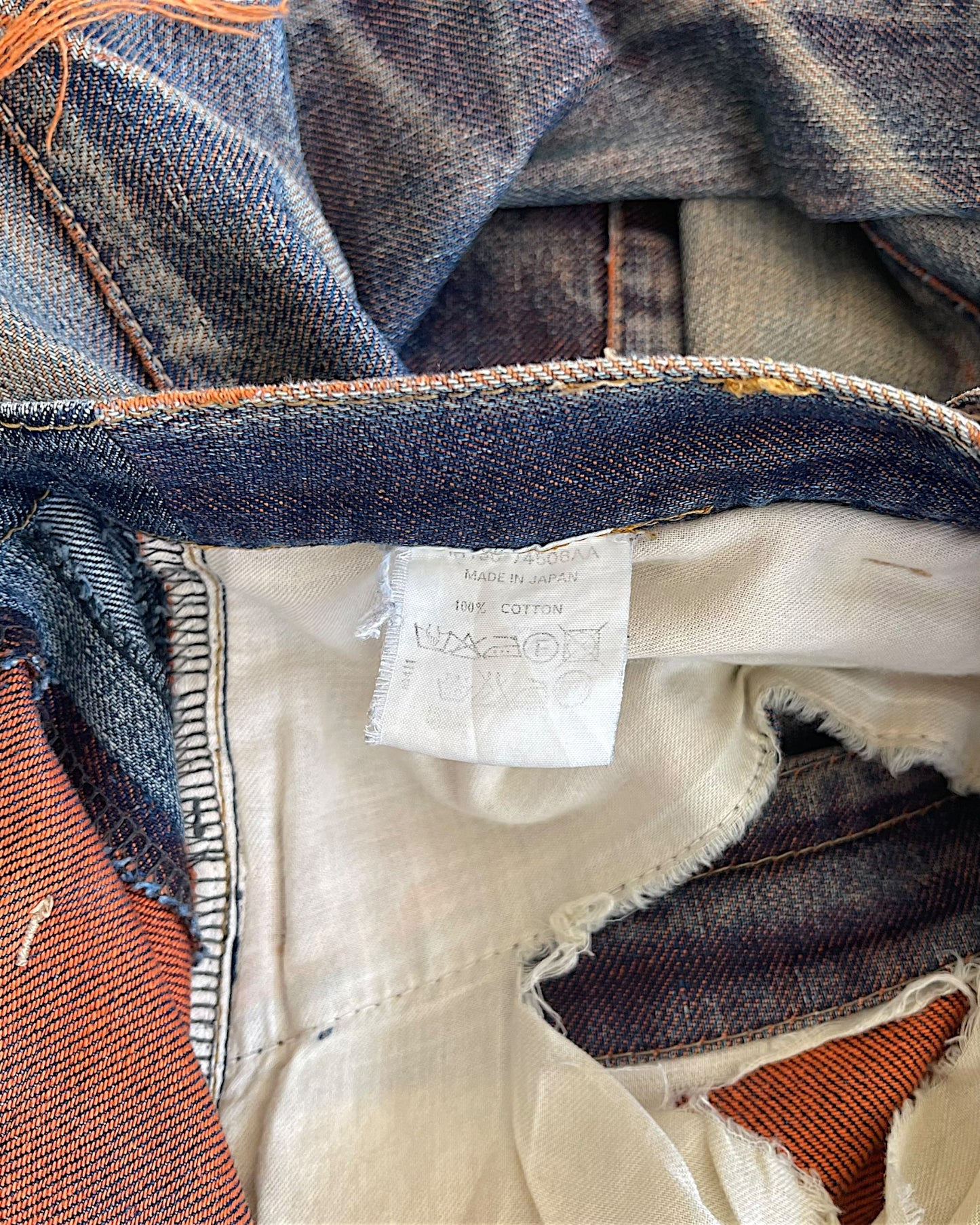 Beauty:Beast 00s Orange Yarn Thrashed Distressed Denim