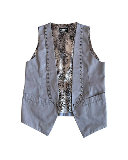 Tornado Mart Studded Poly/Rayon Blend Belted Vest