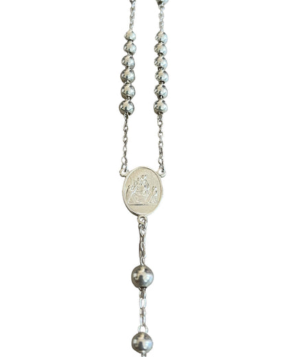 Dolce & Gabbana .925 Sterling Silver Cross Rosary Necklace