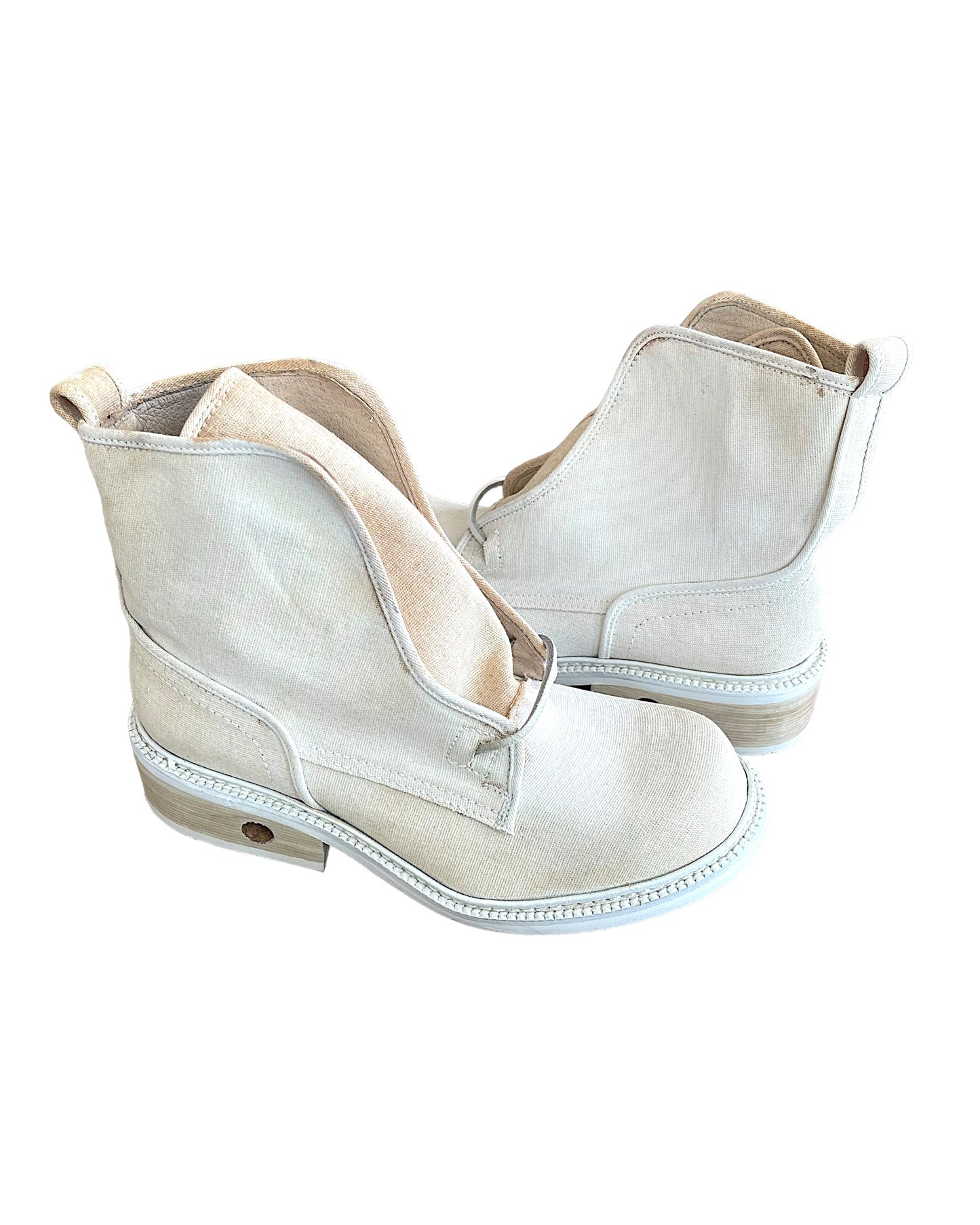 Dirk Bikkembergs 90s Canvas Painted Lace Through Heel Boots