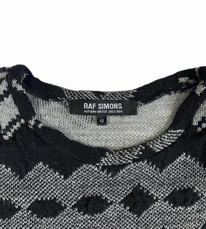 Raf Simons AW2003-2004 “Closer” Snowflake 3D Intarsia Knit Sweater