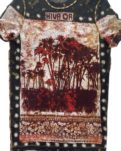 1999 Jean Paul Gaultier Hiva Oa Island Palm Trees Mesh top