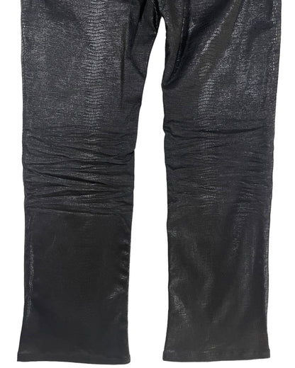 Nicole Club For Men Snakeskin Pattern Leather Detail Waxed Bootcut Pants