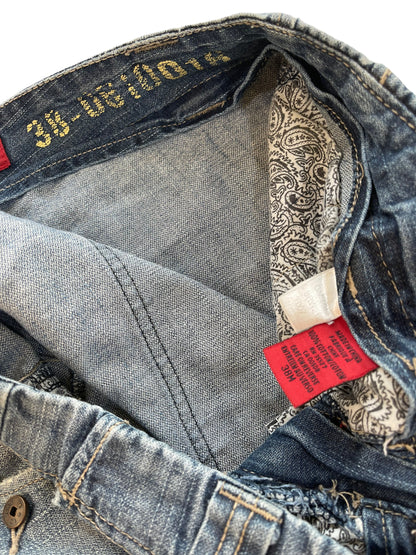 2000s Marithé + François Girbaud Chain Embroidery Cargo Velcro Strap Denim Pants