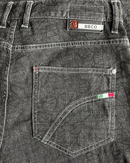 BBCO Japanese Brand Cracked Print Lightweight Denim Jeans