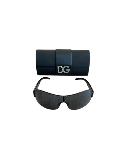 Dolce & Gabbana Shield Rhinestone Logo Sunglasses