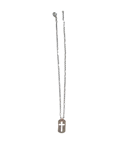 Dolce & Gabbana .925 Sterling Silver Gem Stones Cross Dog Tag Necklace